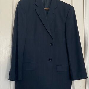 Pavone Italy Navy Blue Windowpane Super 120s Wool Blazer 42R